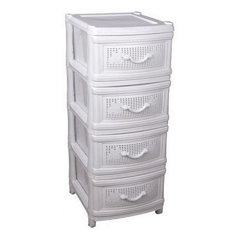 Купить Комод - Белый, 4 секции, 50*40*50 см | Мелеон