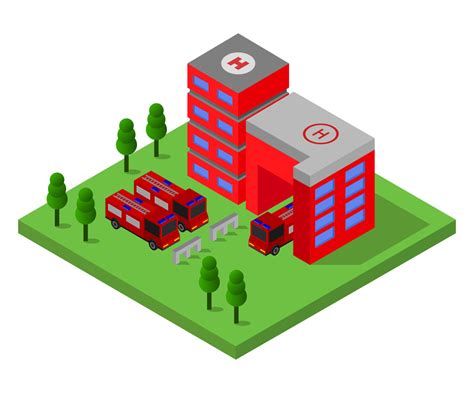 Isometric Fire Station Vector