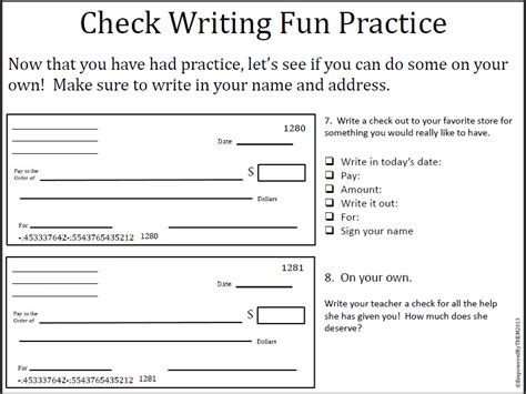 Free Check Writing Worksheets