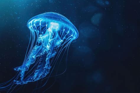 Glowing Jellyfish Swim Deep Blue Free Photo Rawpixel