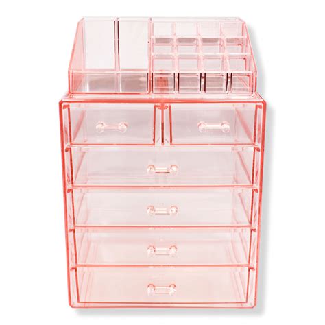 Sorbus Cosmetic Makeup And Jewelry Storage Case Display Pink Brickseek