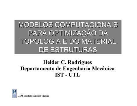 Pdf Modelos Computacionais Para Optimiza O Da Topologia Dem