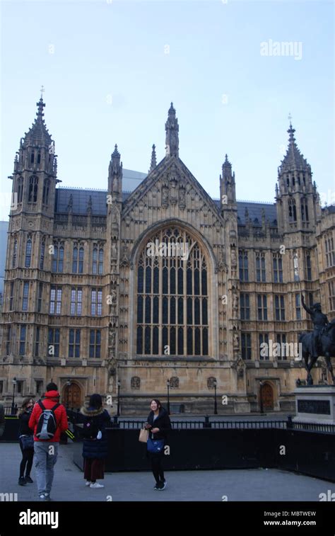 London March Close Up Windows Of Westminster Abbey St Margaret