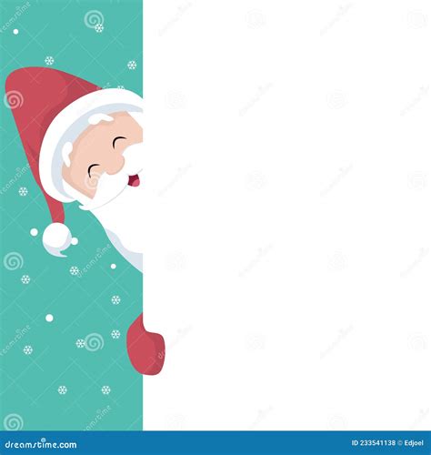 Santa Peeking Christmas Cartoon Sign Pointing 195275773