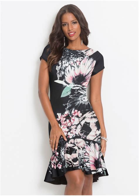 Kleid Blumenprint Schwarz Rosa Gebl Mt Bodyflirt Boutique Bonprix De