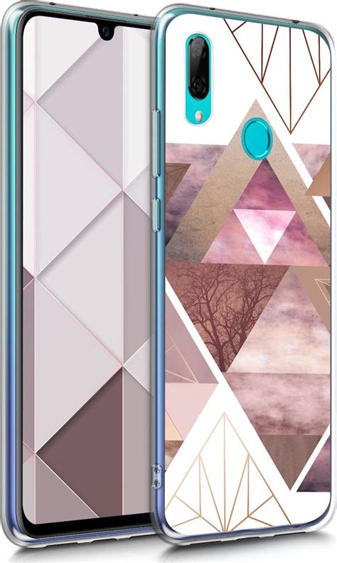 Kwmobile Patchwork Triangles Back Cover Σιλικόνης Light Pink Rose Gold White Huawei Y7 2019