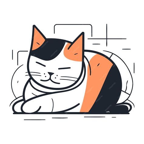 Premium Vector Cute Cat Sleeping On A Pillow Vector Illustration In