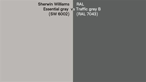 Sherwin Williams Essential Gray SW 6002 Vs RAL Traffic Grey B RAL