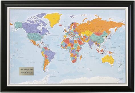 Amazon Push Pin Travel Maps Customizable Blue Oceans World With