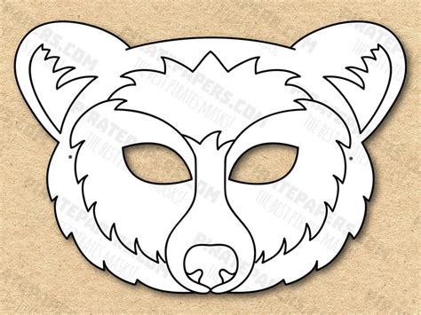 Woodland Forest Animals Masks Printable Coloring Wolf Fox Bear