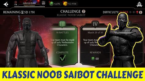 New Challenge Game Play Klassic Noob Saibot Mk Mobile Youtube