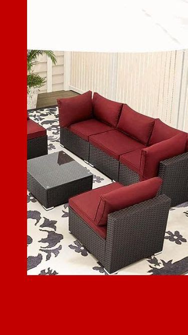 GYUTEI 7 Pcs Patio Furniture Set All Weather Sectional Sofa PE Wicker