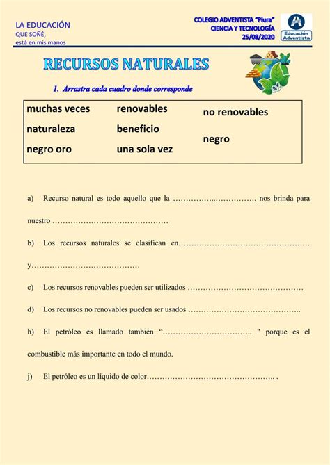 Recursos Naturales Online Exercise For Segundo Grado Live Worksheets