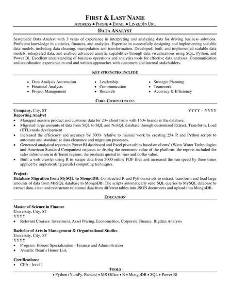 Data Analyst Resume Sample Example And Writing Guide