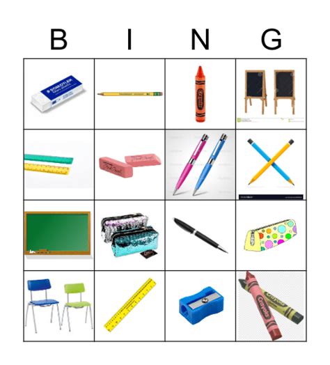 Classroom Objects Bingo Card