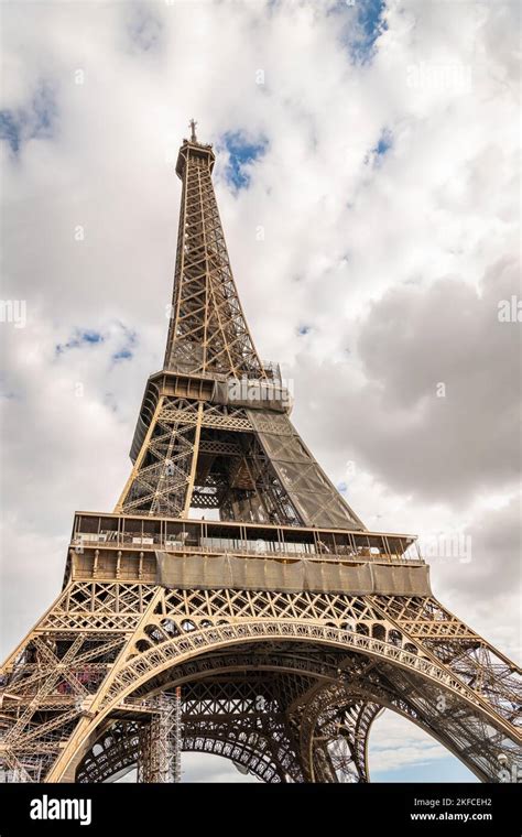 Looking Up At The Eiffel Tower From Rue De L Universite Paris France