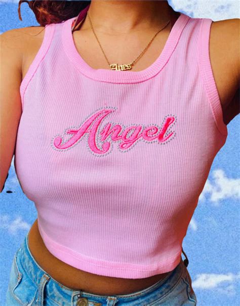 Y2k Pink Angel Crop Top Summer Cute Top Clothing 90s Crop Top Etsy