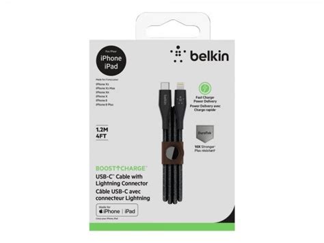 Belkin Kabel DuraTek Plus Lightning Till USB C 1 2 Meter Svart