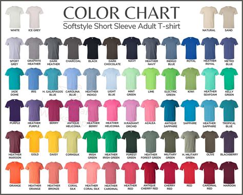 Gildan 64000 Color Chart Gildan G640 Every Color Mockups And Etsy