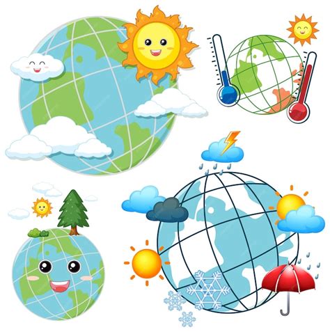 Free Vector Set Of Weather And Earth Globe Icons