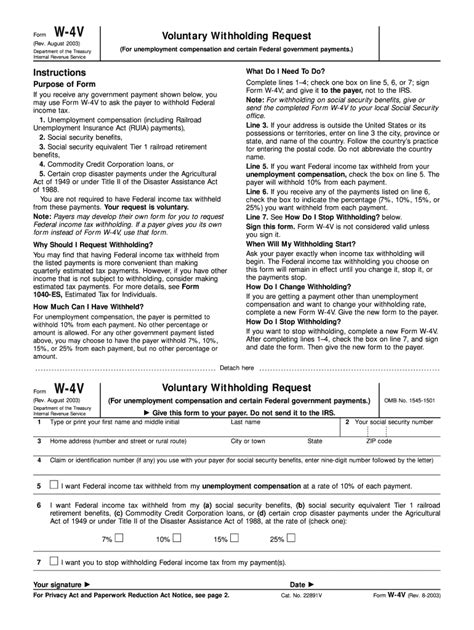 Irs Form W 4v Printable