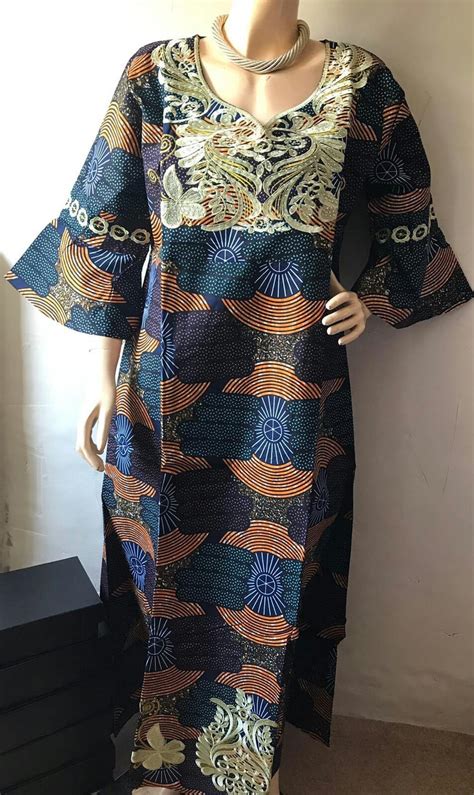 Embroidery Ankara Wax Ankara Kaftan Dress Nigeria Kaftan Boubou African Dress Etsy