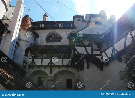 Courtyard Of Bran Castle Editorial Image Image Of Dracula 128862090