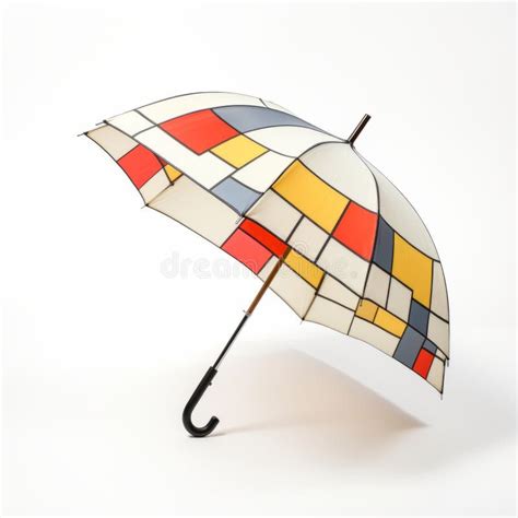 Modern White Umbrella With Abstract Stained Glass Design Stock