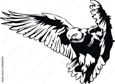 Cartoon Black and White Isolated Illustration Vector Of A Hawk Flying ...