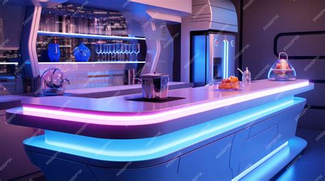 Premium Ai Image Kitchen Of The Future Futuristic Bar Counter Modern