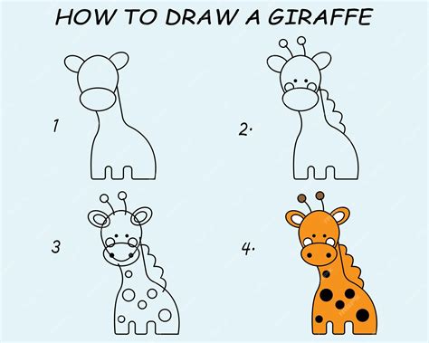 Steps To Draw A Giraffe For Kids