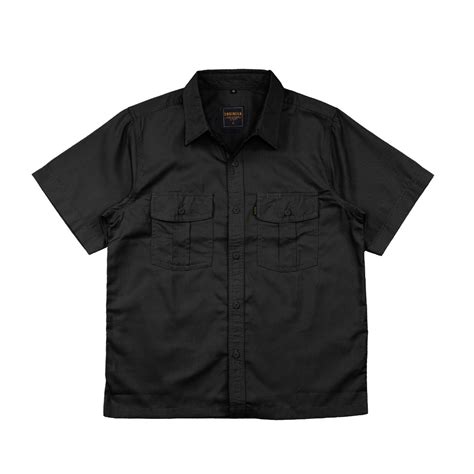 Jual Engineer Workwear Basic Black Kemeja Pendek Hitam Casual Baju