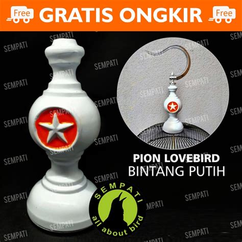 Jual Pion Sangkar Burung Lovebird Motif Bintang Putih Pion Aksesoris