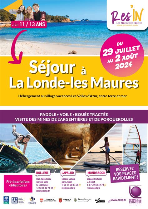 Affiches sejour ETE20243 la Londe les Maures 11 13 Communauté de