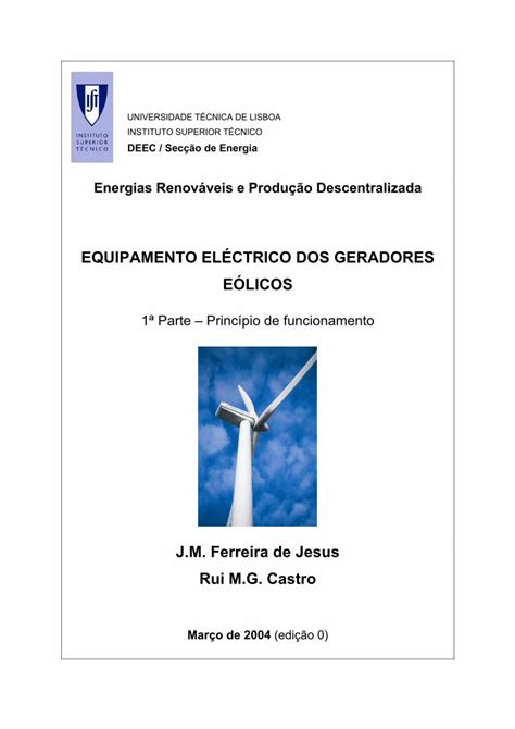 PDF EQUIPAMENTO ELÉCTRICO DOS GERADORES EÓLICOS J M DOKUMEN TIPS