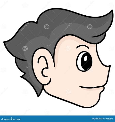 The Handsome Boy Head Is Visible From The Side Doodle Icon Drawing Stock Vector Illustration