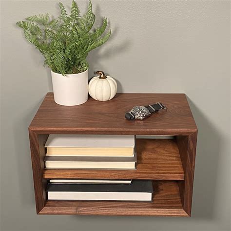 Floating Nightstand Walnut Etsy