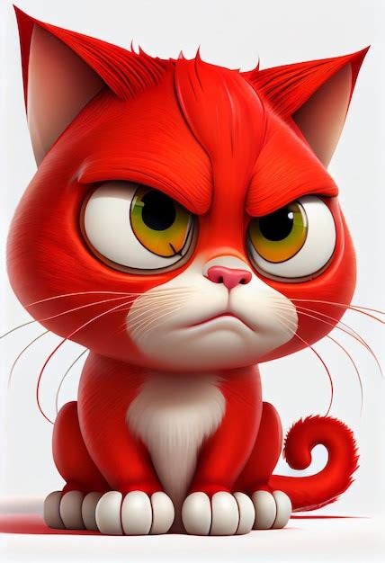 Premium Photo | A cartoon cat with a big red nose and a big nose.