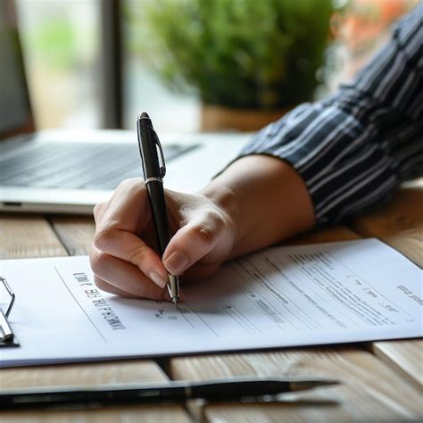 A Person Writing A Resume For Job Applications Premium Ai Generated Image