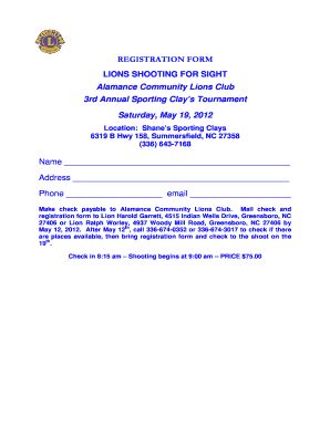 Fillable Online Southeastguilford Lions Clay Shoot Registration Form