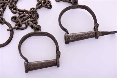 Antique Iron Prison Shackles With Turn Key