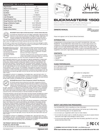 Sig Sauer BUCKMASTERS 1500 Owner S Manual Manualzz