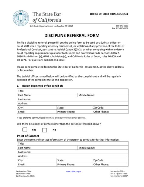 California Discipline Referral Form Fill Out Sign Online And