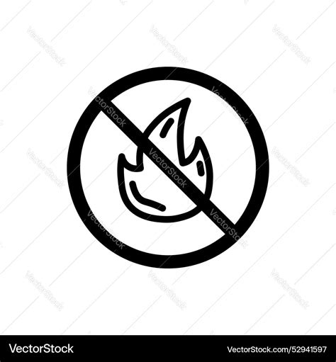 No Fire Sign Icon Set Flame Ignition Forbidden Vector Image