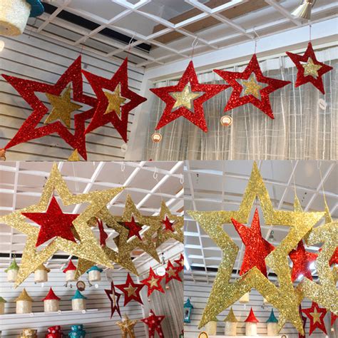 Christmas Ornaments Shiny Star Xmas Tree Ceiling Wall Hanging ...