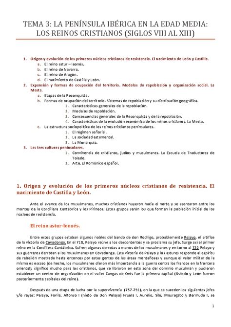 Tema La P Ib Rica En La E Media Los Reinos Cristianos Sig Tema