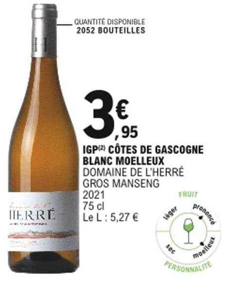 Offre Igp Côtes De Gascogne Blanc Moelleux Fleur De Givre Premium De