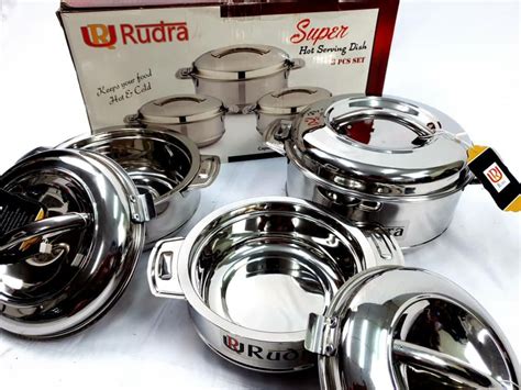 Rudra Silver Hot Pot Food 3 Pcs Set