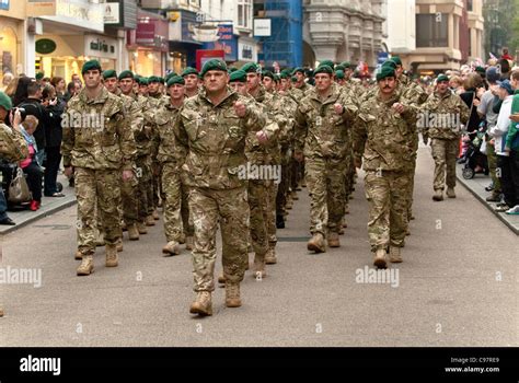 Personel from 3 Commando Brigade are march through Exeter City centre ...