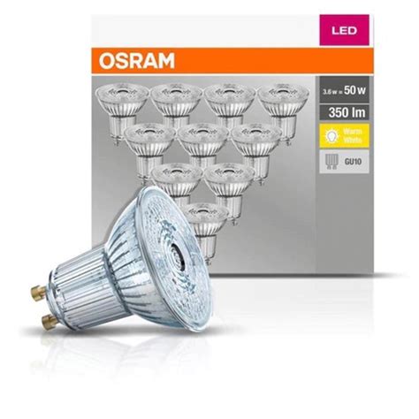 10er Pack Osram Led Base Par16 Gu10 Led Strahler 4 7w 50w 36° 2700k